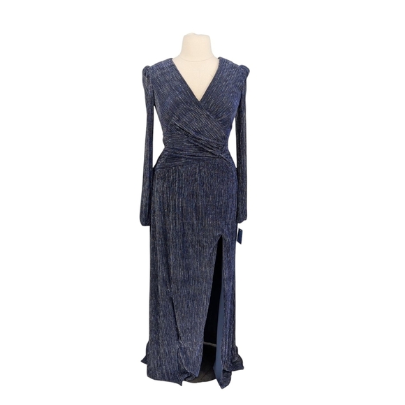01553 Xscape Sparkle Maxi Dress Blue Size 14 evening formal wedding black tie - Picture 1 of 9